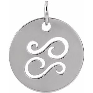 14K White 16.5 mm Cancer Zodiac Disc Pendant Siddiqui Jewelers