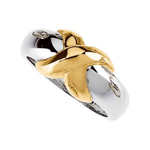 14K White/Yellow X Ring - Siddiqui Jewelers