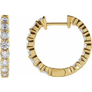 14K Yellow 2 CTW Natural Diamond Inside-Outside Hinged 20 mm Hoop Earrings Siddiqui Jewelers