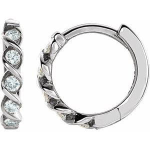 14K White 1/10 CTW Diamond Huggie Earrings-Siddiqui Jewelers