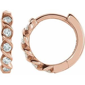14K Rose 1/10 CTW Diamond Huggie Earrings-Siddiqui Jewelers