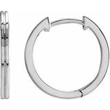 14K White Grooved 15 mm  Hoop Earrings - Siddiqui Jewelers