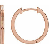 14K Rose Grooved 15 mm  Hoop Earrings - Siddiqui Jewelers