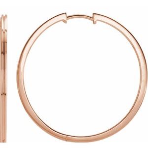 14K Rose Grooved 30 mm  Hoop Earrings - Siddiqui Jewelers