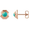 14K Rose Natural Turquoise Geometric Cabochon Earrings Siddiqui Jewelers