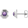 Sterling Silver Natural Amethyst Geometric Cabochon Earrings Siddiqui Jewelers