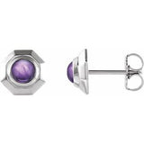 Platinum Natural Amethyst Geometric Cabochon Earrings Siddiqui Jewelers