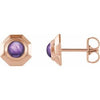 14K Rose Natural Amethyst Geometric Cabochon Earrings Siddiqui Jewelers