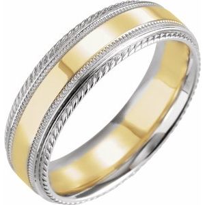 14K White/Yellow/White Rope Edge Band with Milgrain Size 8.5 - Siddiqui Jewelers