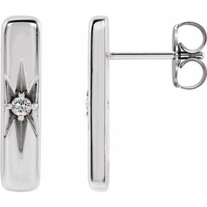 Sterling Silver Natural White Sapphire Starburst Bar Earrings Siddiqui Jewelers