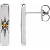 Platinum Natural Yellow Sapphire Starburst Bar Earrings Siddiqui Jewelers