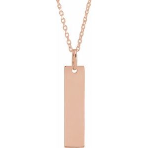 18K Rose Gold-Plated Sterling Silver 20x5 mm Bar 16-18" Necklace - Siddiqui Jewelers