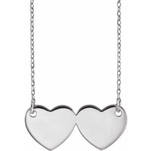 Sterling Silver Double Heart 17" Necklace - Siddiqui Jewelers