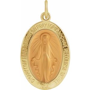 14K Yellow 19x14 mm Oval Miraculous Medal-Siddiqui Jewelers