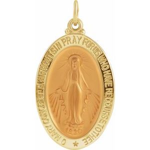 14K Yellow 23x16 mm Oval Miraculous Medal-Siddiqui Jewelers