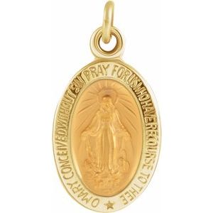 14K Yellow 9x6 mm Oval Miraculous Medal-Siddiqui Jewelers