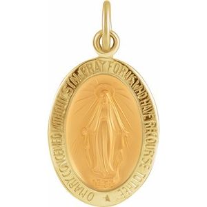 14K Yellow 15x11 mm Oval Miraculous Medal-Siddiqui Jewelers