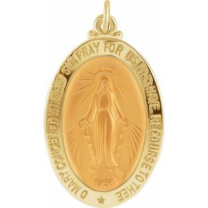 14K Yellow 26x18 mm Oval Miraculous Medal-Siddiqui Jewelers