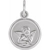 14K White 12 mm Round Cherub Angel Medal - Siddiqui Jewelers