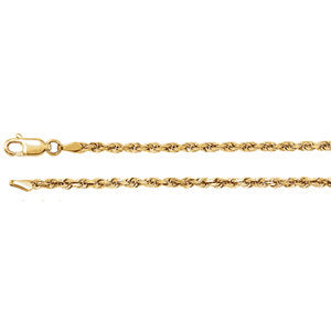 14K Yellow 2.5 mm Diamond Cut Rope 7" Chain - Siddiqui Jewelers