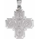 14K White 25x25 mm Hollow Four-Way Cross Medal - Siddiqui Jewelers