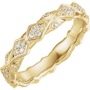 18K Yellow 1/3 CTW Diamond Sculptural-Inspired Eternity Band Size 7.5 - Siddiqui Jewelers