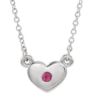 14K White Pink Tourmaline Heart 16" Necklace - Siddiqui Jewelers