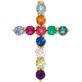 14K Yellow 14.6x10.5 mm .03 CT Multi-Stone Cross Pendant - Siddiqui Jewelers