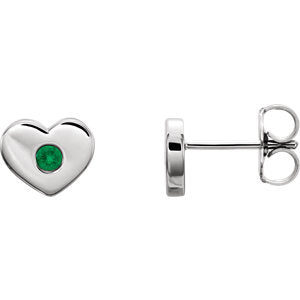 14K White Emerald Heart Earrings - Siddiqui Jewelers