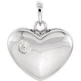 14K White 1/10 CT Diamond 20.15x16 mm Heart Pendant - Siddiqui Jewelers
