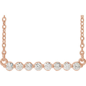 14K Rose 1/4 CTW Diamond Bar 18" Necklace - Siddiqui Jewelers