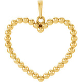 14K Yellow Beaded Heart Pendant - Siddiqui Jewelers