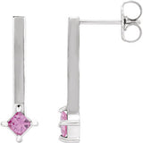 14K White Pink Sapphire Bar Drop Earrings - Siddiqui Jewelers