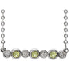 14K White Peridot & .08 CTW Diamond Bezel-Set Bar 16-18" Necklace - Siddiqui Jewelers