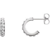 Sterling Silver 12 mm J-Hoop Beaded Earrings - Siddiqui Jewelers