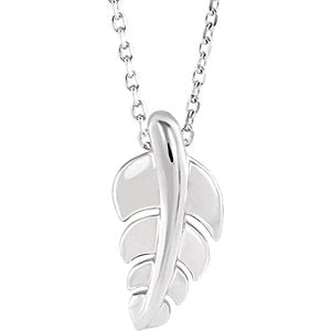 Sterling Silver 14.5x7.2 mm Leaf 16-18" Necklace - Siddiqui Jewelers