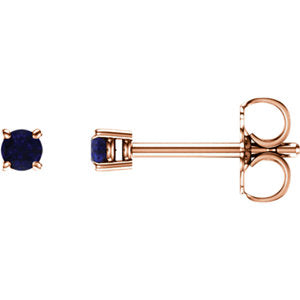 14K Rose 2.5 mm Round Blue Sapphire Earrings - Siddiqui Jewelers
