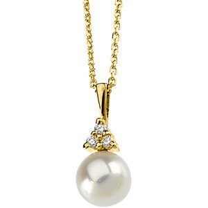 14K Yellow Akoya Cultured Pearl & Diamond Necklace - Siddiqui Jewelers