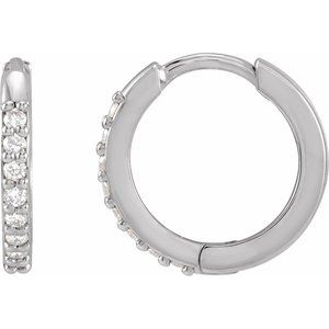 Sterling Silver 1/8 CTW Natural Diamond 12.5 mm Huggie Earrings Siddiqui Jewelers
