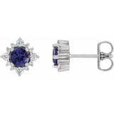 Sterling Silver 4 mm Natural Iolite & 1/6 CTW Natural Diamond Halo-Style Earrings Siddiqui Jewelers