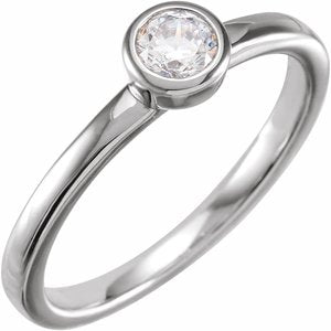 14K White 1CT Lab-Grown Diamond Bezel-Set Ring Siddiqui Jewelers