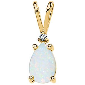 Genuine Opal Cabochon & Diamond Pendant - Siddiqui Jewelers