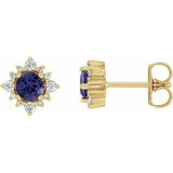 14K Yellow 4 mm Natural Iolite & 1/6 CTW Natural Diamond Halo-Style Earrings Siddiqui Jewelers