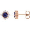 14K Rose 4 mm Natural Iolite & 1/6 CTW Natural Diamond Halo-Style Earrings Siddiqui Jewelers