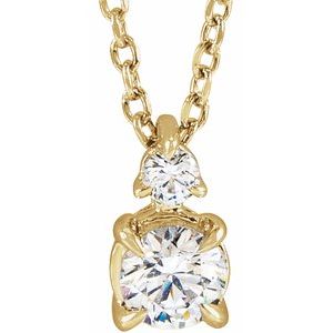 14K Yellow 1/2 CTW Lab-Grown Diamond Claw-Prong 16-18" Necklace Siddiqui Jewelers