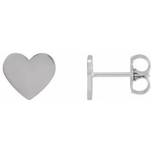 14K White Engravable Heart Earrings-Siddiqui Jewelers