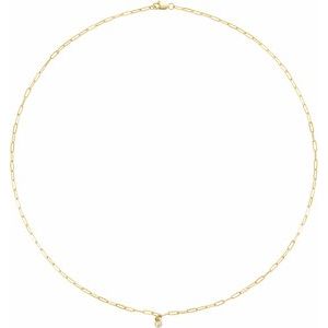 14K Yellow 1/10 CT Natural Diamond Micro Bezel-Set 16" Necklace-Siddiqui Jewelers