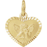 14K Yellow 8x7 mm Heart Cherub Angel Medal - Siddiqui Jewelers