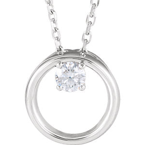 14K White 1/10 CTW Diamond Circle 16-18" Necklace - Siddiqui Jewelers