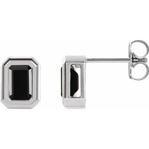 14K White Natural Black Onyx Solitaire Earrings Siddiqui Jewelers